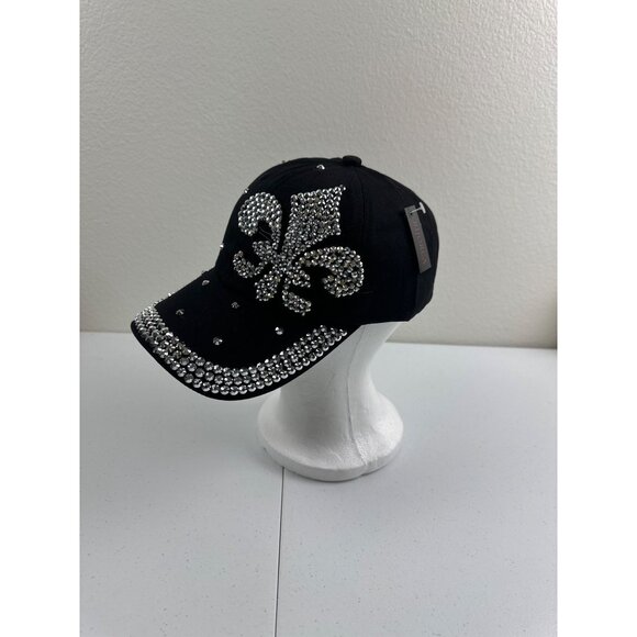 Rhinestone Fleur De Lis Baseball Cap - Sparkle & Shine Like A Disco Ball! Adjust - Picture 7 of 8